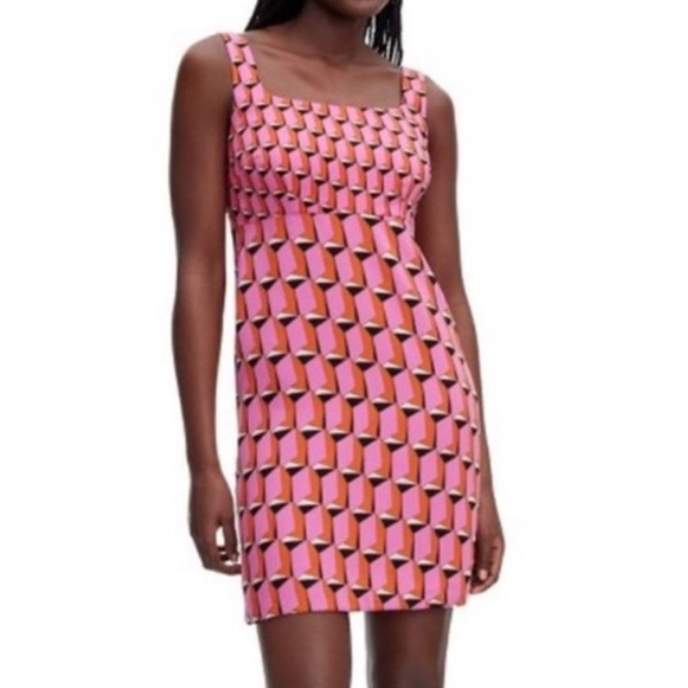 Diane Von Furstenberg X Target 90's Shift Pink Modern Geo Mini Dress - Picture 2 of 5